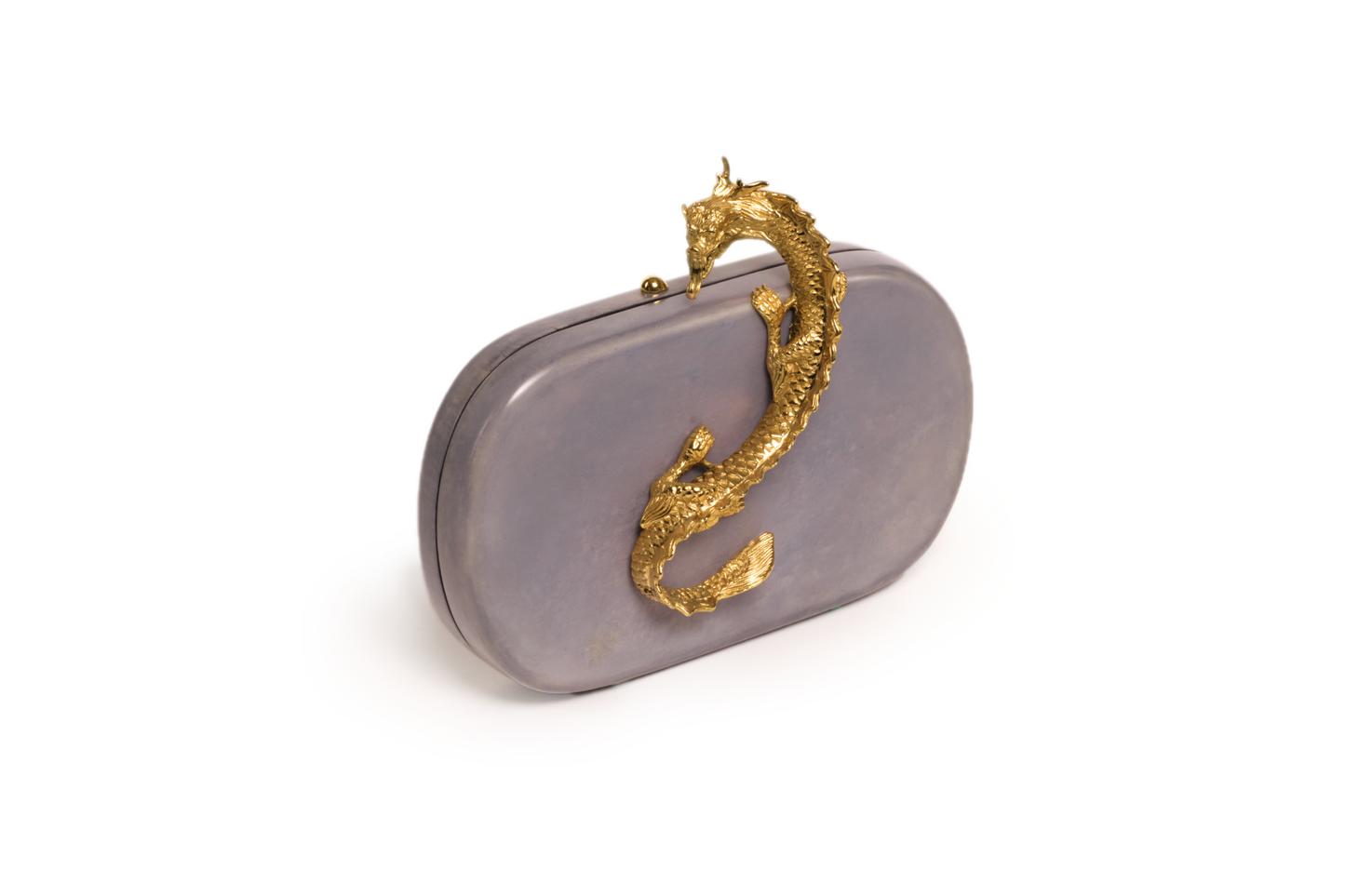 Suzy Wong Minaudière in Baby Blue Parchment - Gold