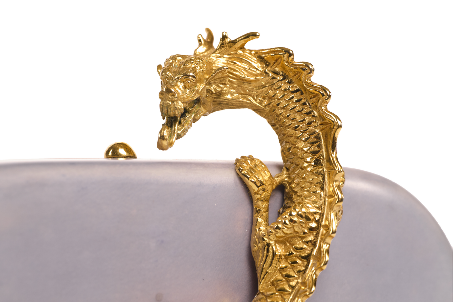 Suzy Wong Minaudière in Baby Blue Parchment - Gold