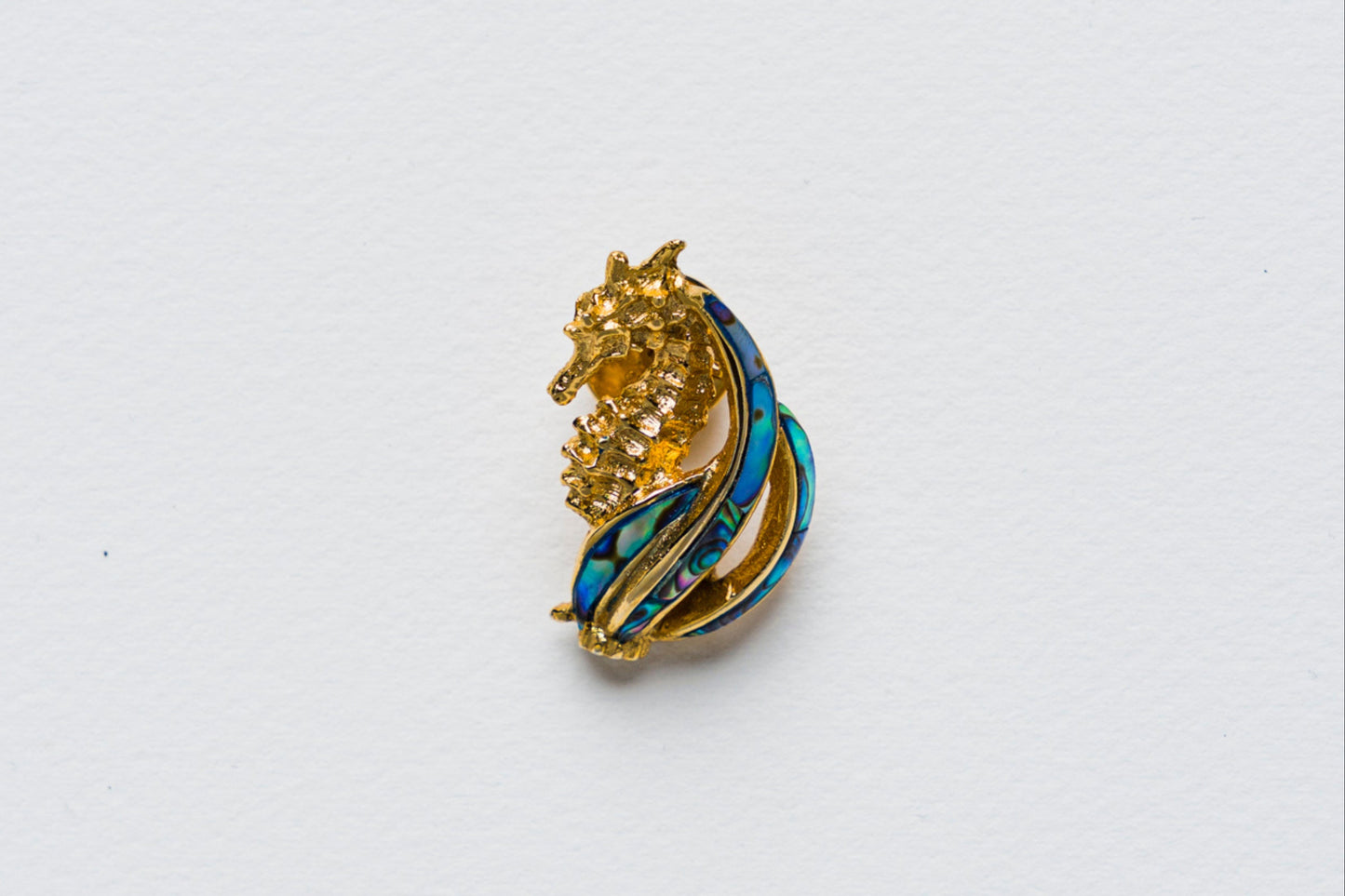 Triton's Brooch: Sea Horse in Paua Shell