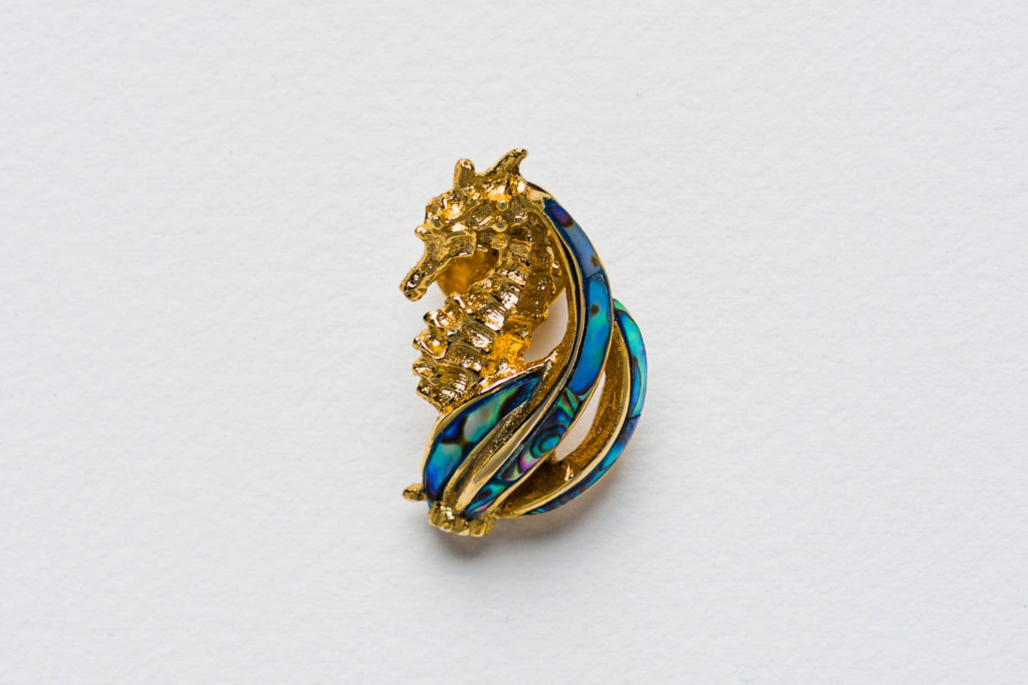 Triton's Brooch: Sea Horse in Paua Shell