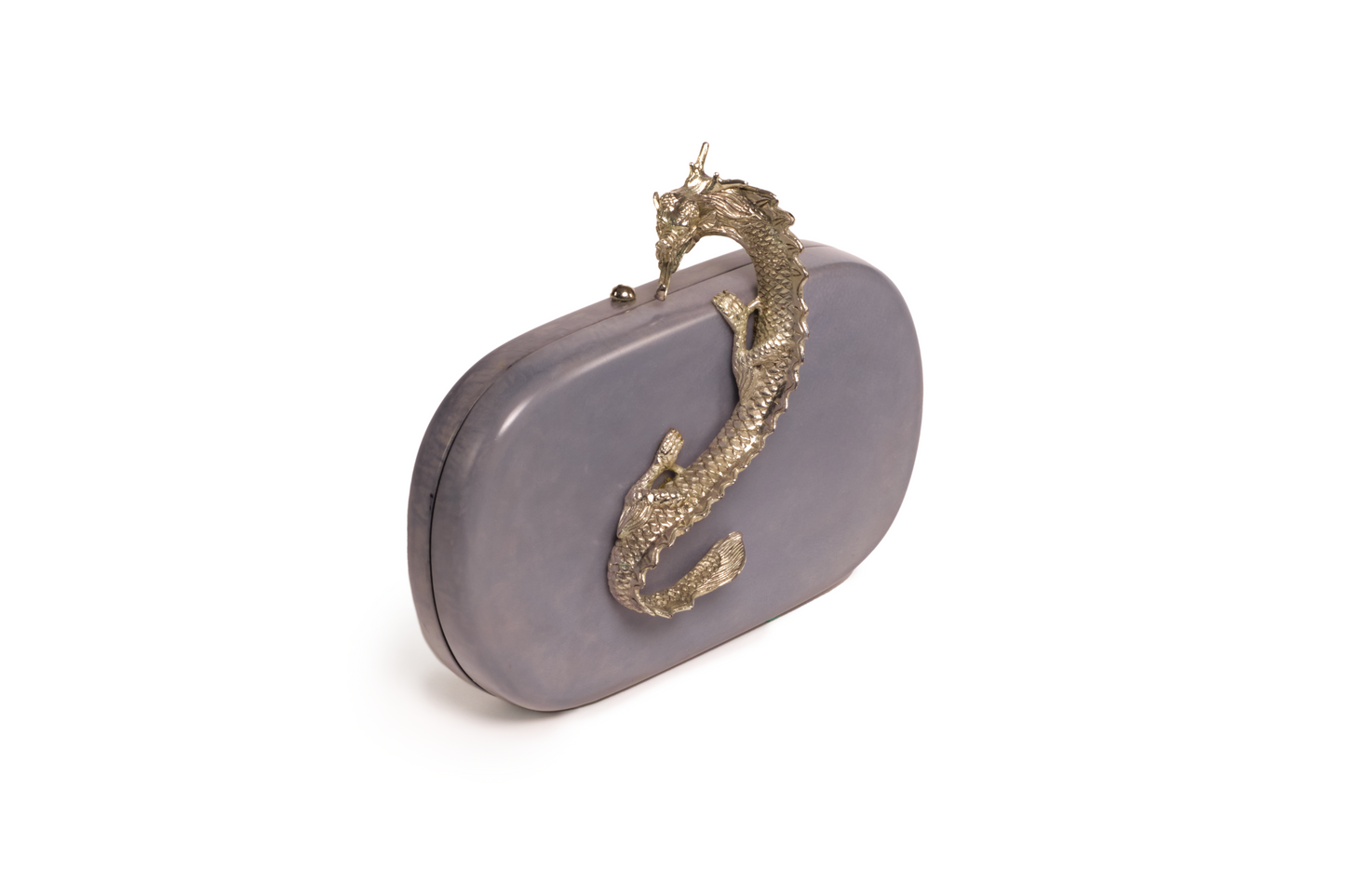 Suzy Wong Minaudière in Baby Blue Parchment - Silver