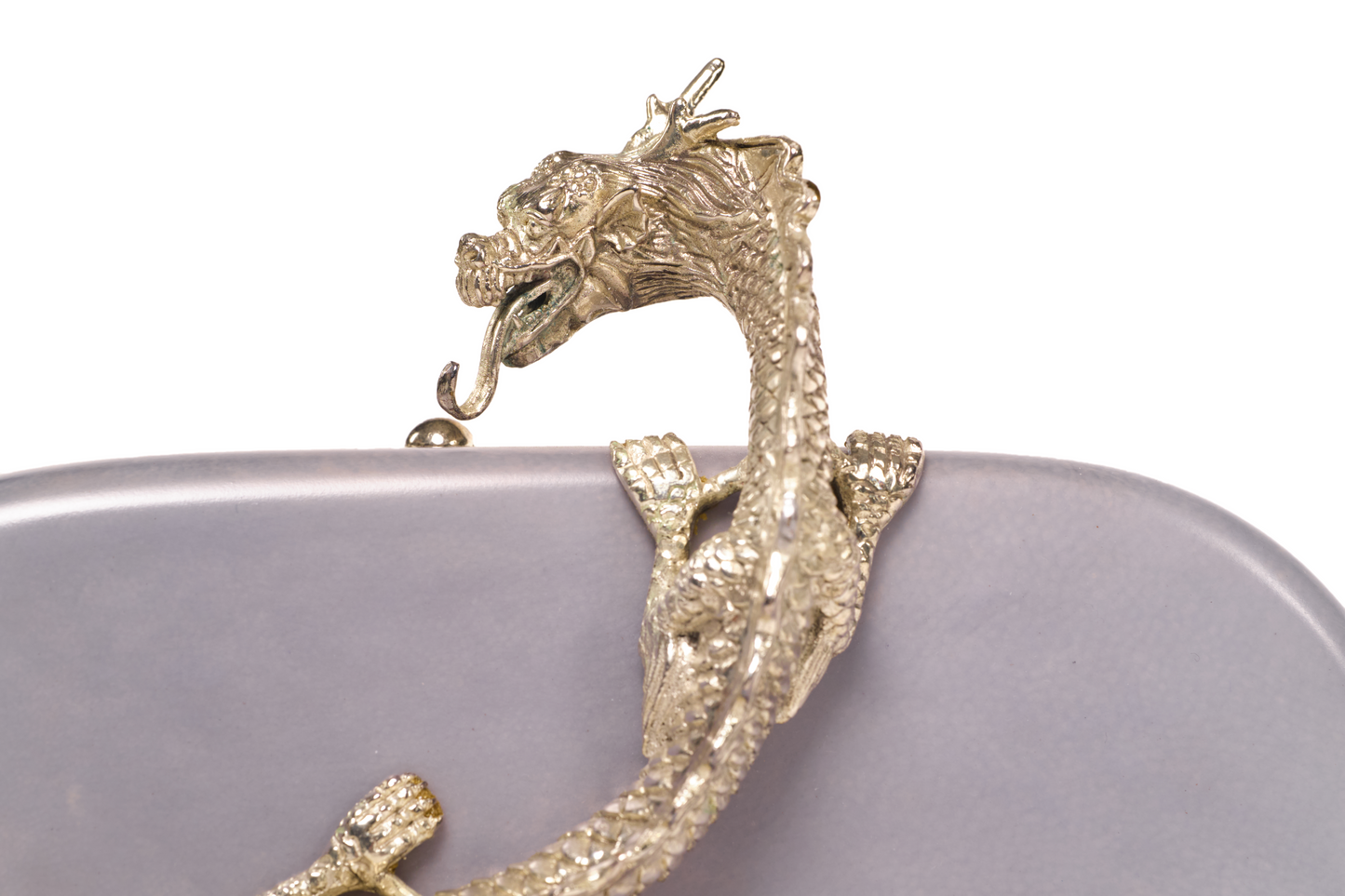 Suzy Wong Minaudière in Baby Blue Parchment - Silver