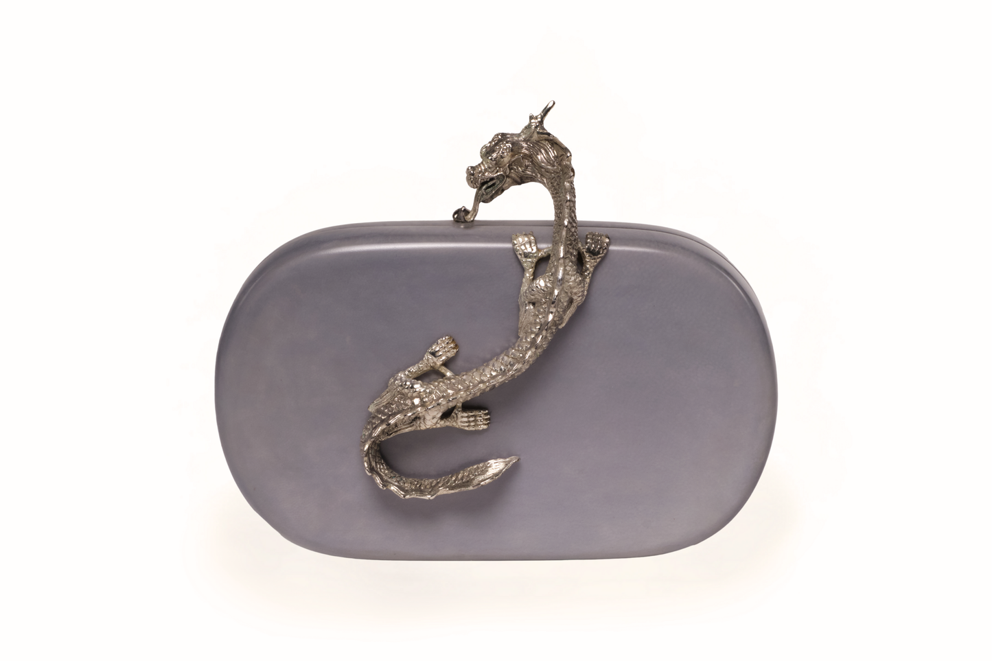 Suzy Wong Minaudière in Baby Blue Parchment - Silver