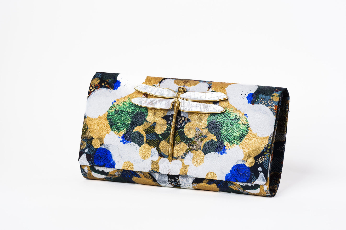 Dragonfly Soft Clutch in Hand Painted Japanese Textile