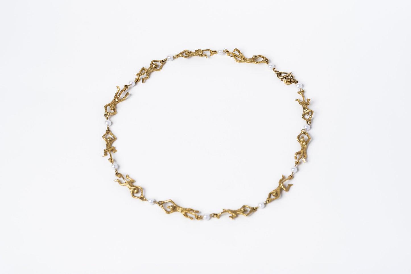Simian Necklace in Brass with Pearl