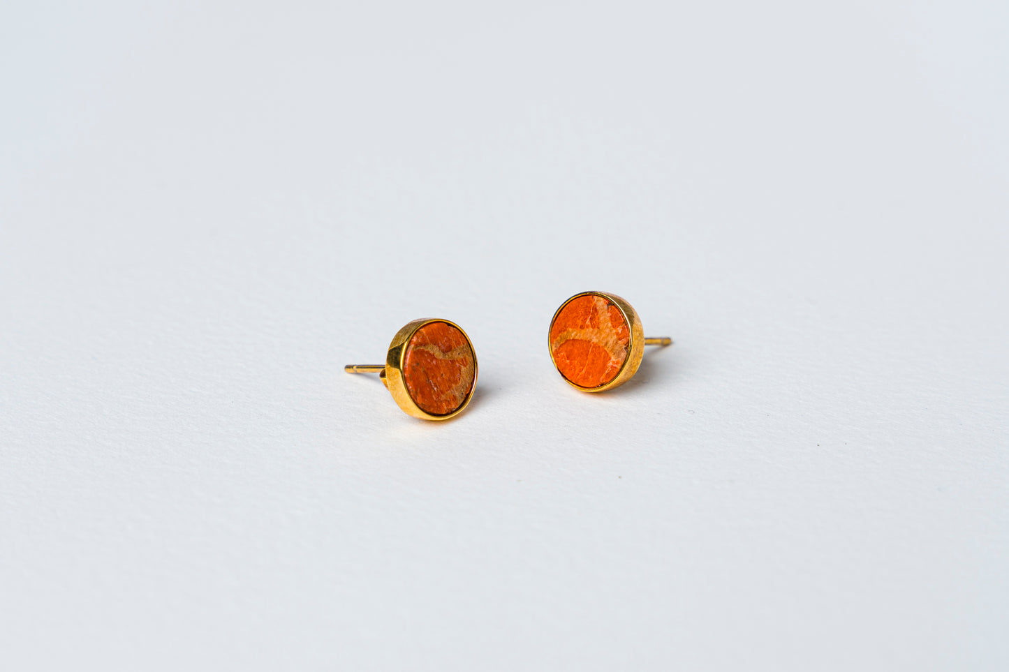 Red Coral Stud Earrings