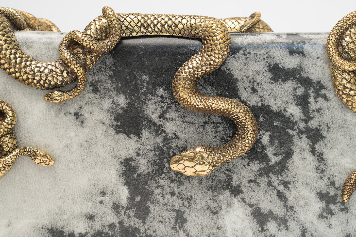 Medusa & Midas Minaudière in Gray Parchment