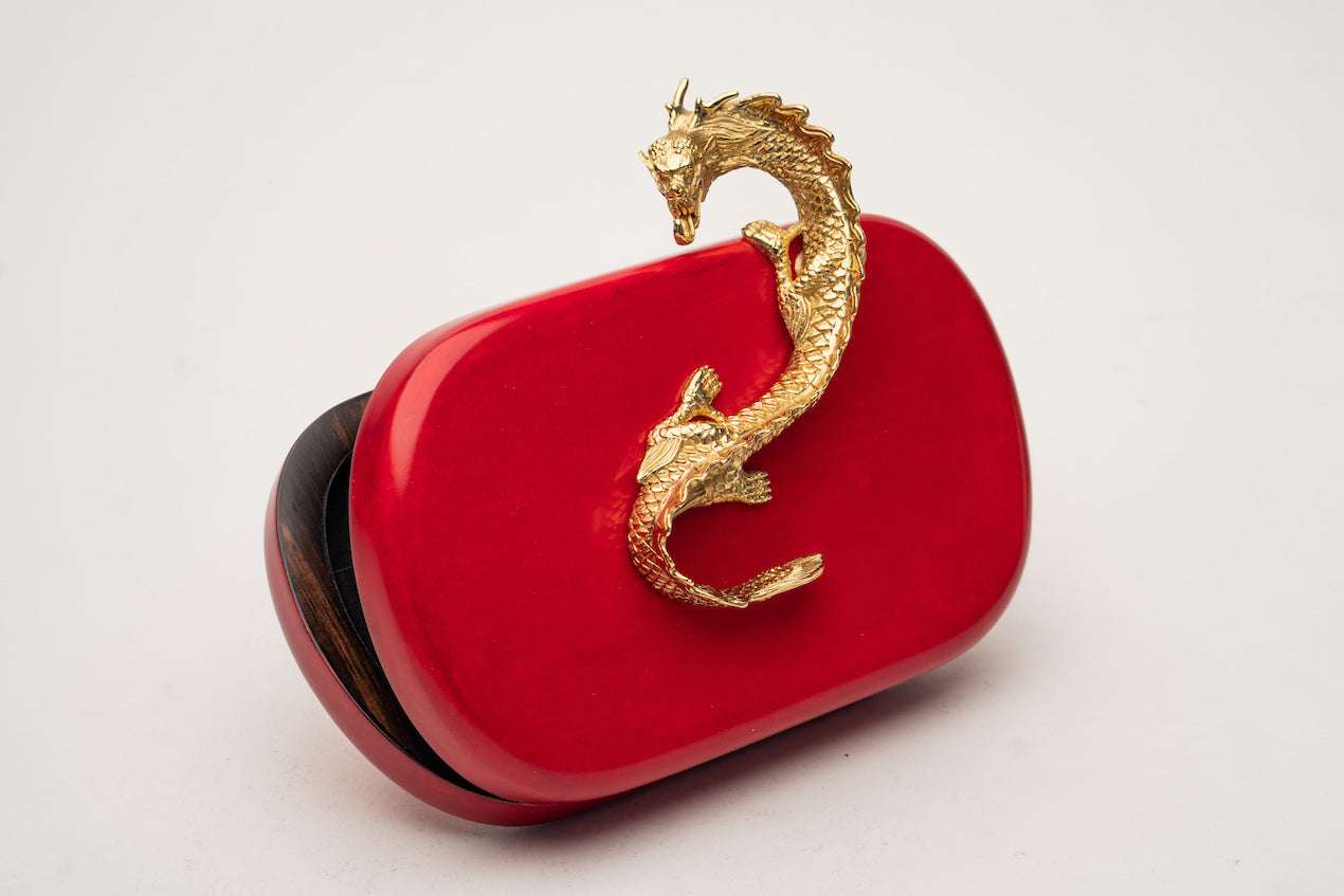 Suzy Wong Minaudière in Cherry Red Parchment