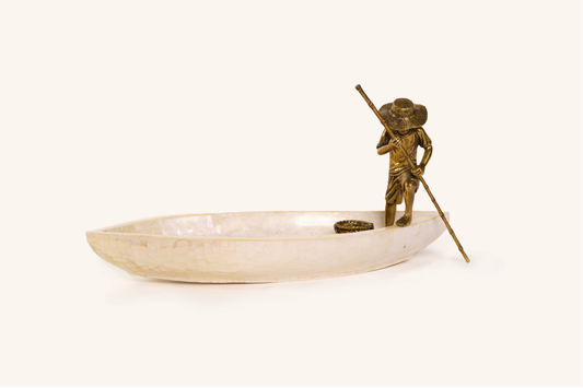 Fisherman on Banca in White Cabebe Shell