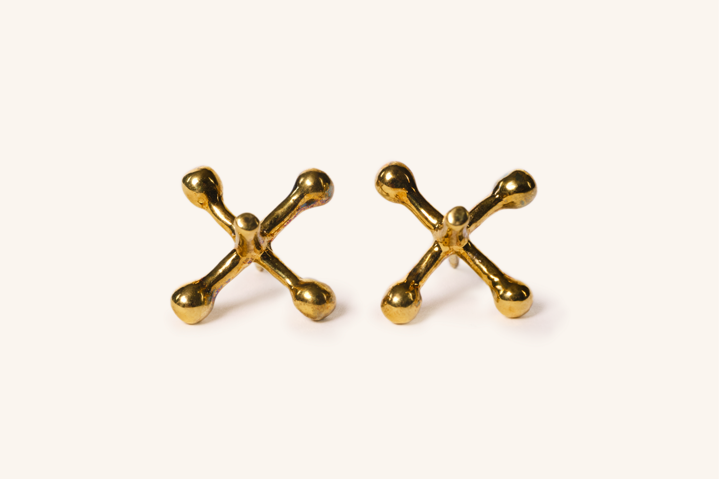 Jackstone Stud Earrings in 14K Yellow Gold plating