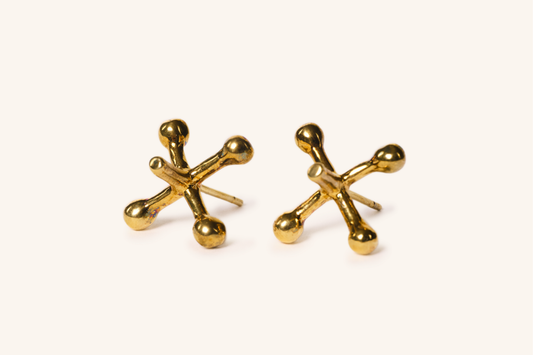 Jackstone Stud Earrings in 14K Yellow Gold plating