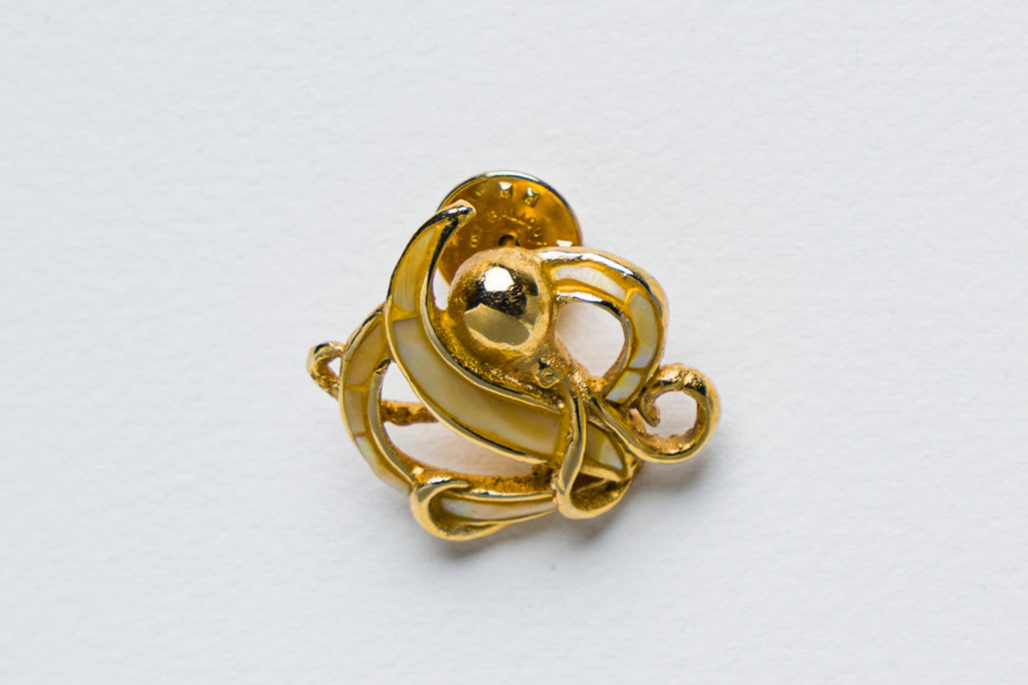 Triton's Brooch: Octopus in Yellow MOP Shell