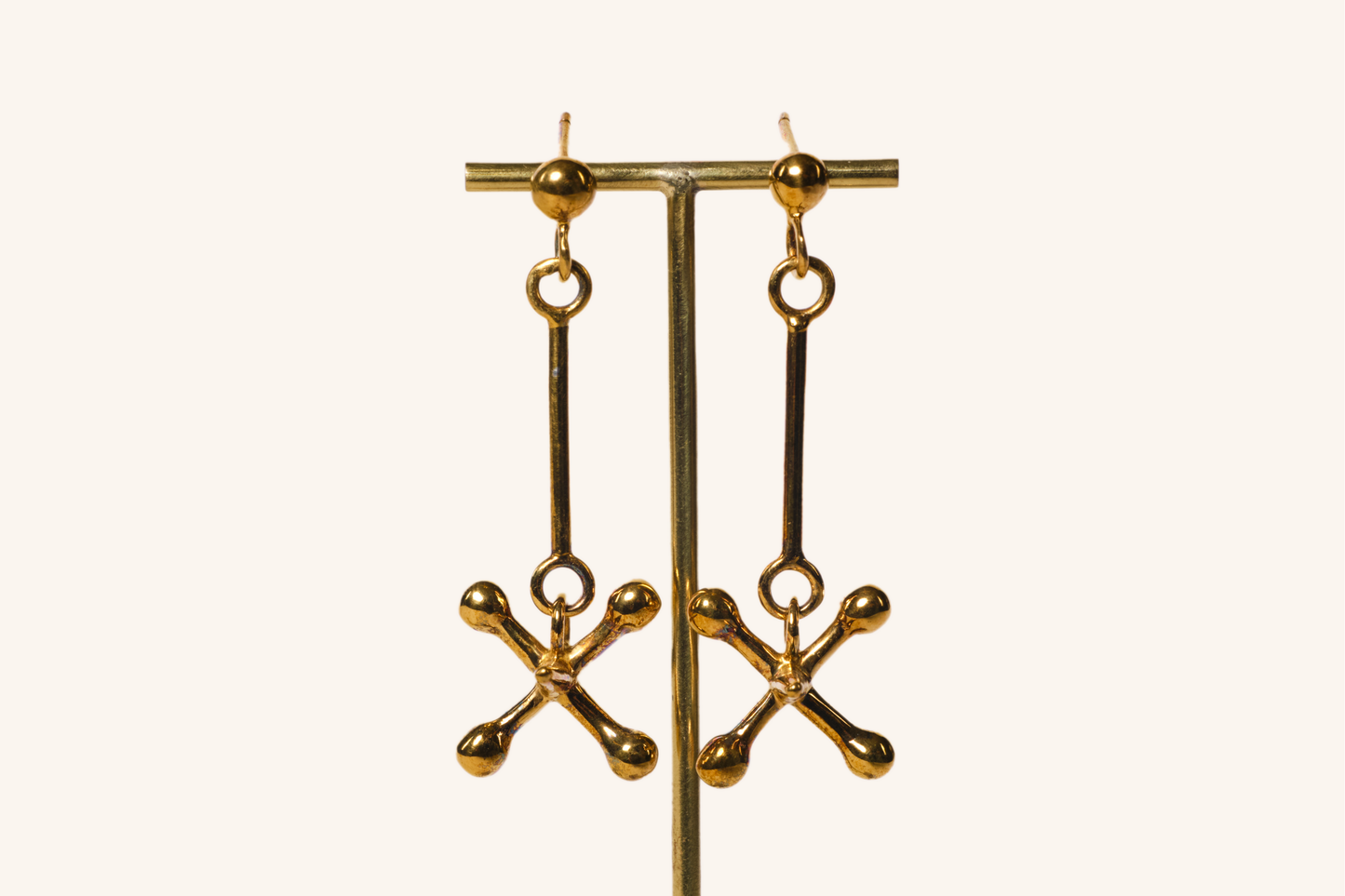 Jackstone Dangling Earrings in 14K Yellow Gold plating