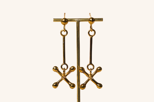 Jackstone Dangling Earrings in 14K Yellow Gold plating