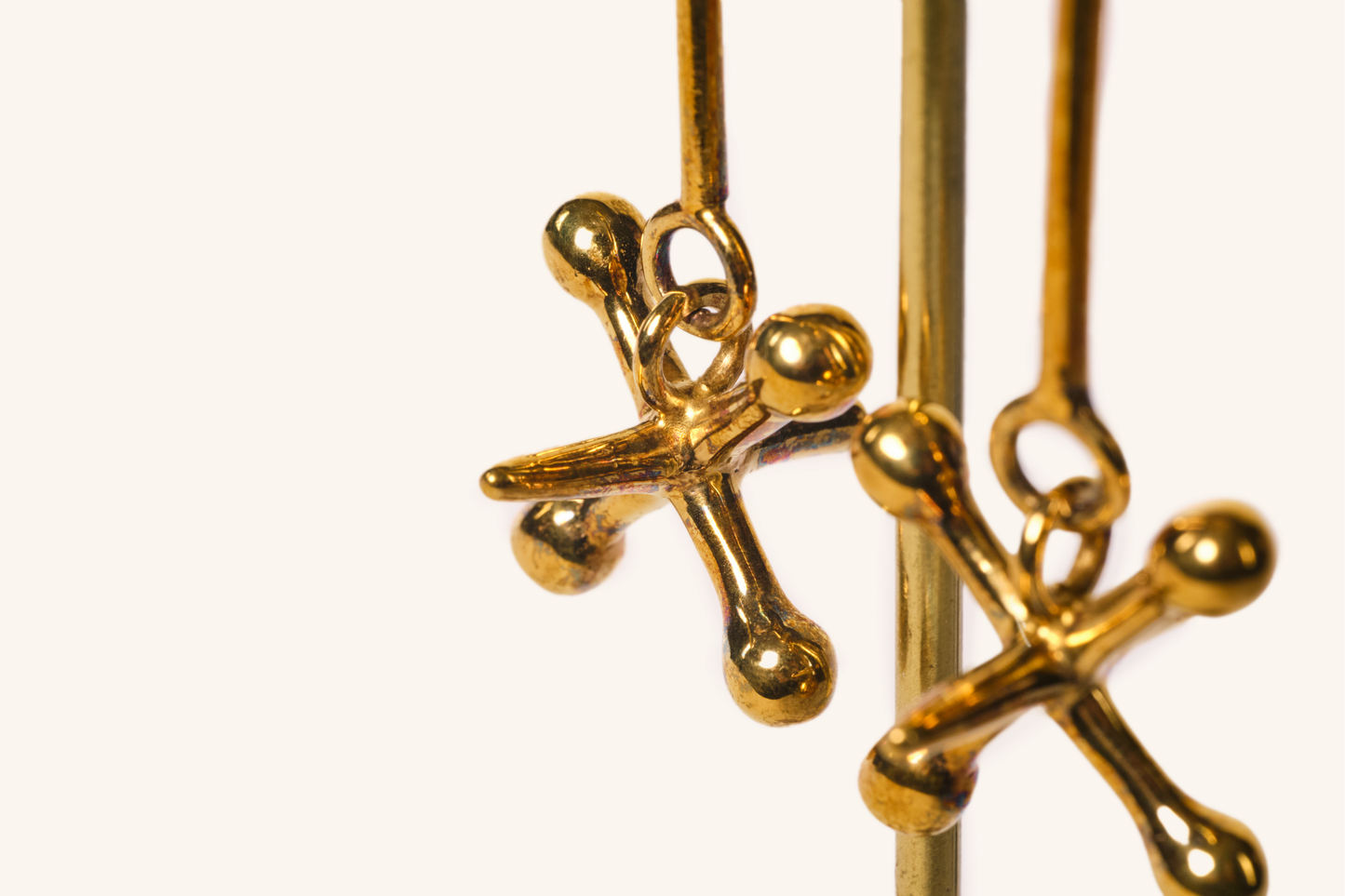 Jackstone Dangling Earrings in 14K Yellow Gold plating