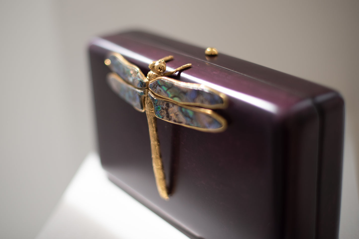 Dragonfly Minaudière in Purple Wine Parchment