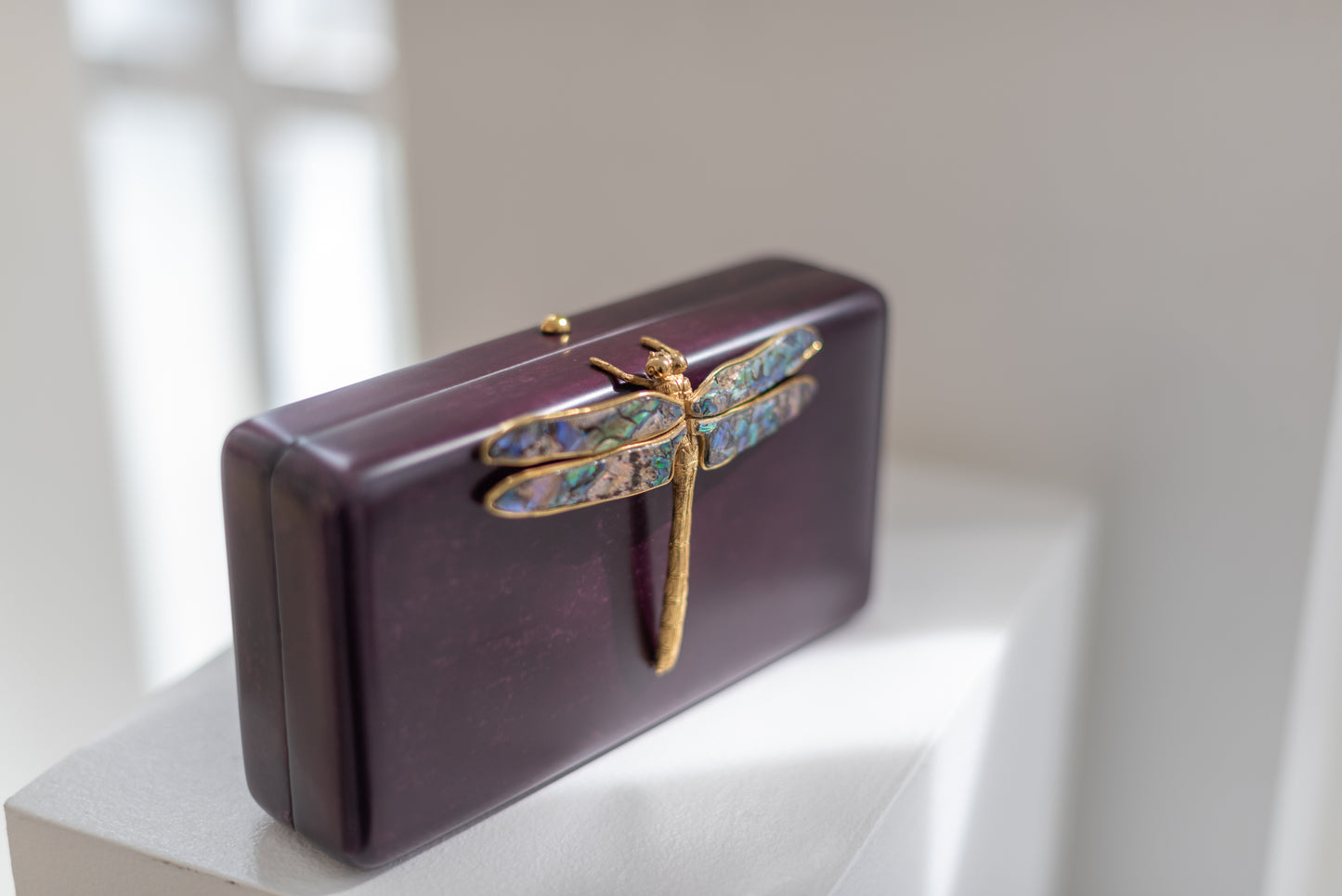 Dragonfly Minaudière in Purple Wine Parchment