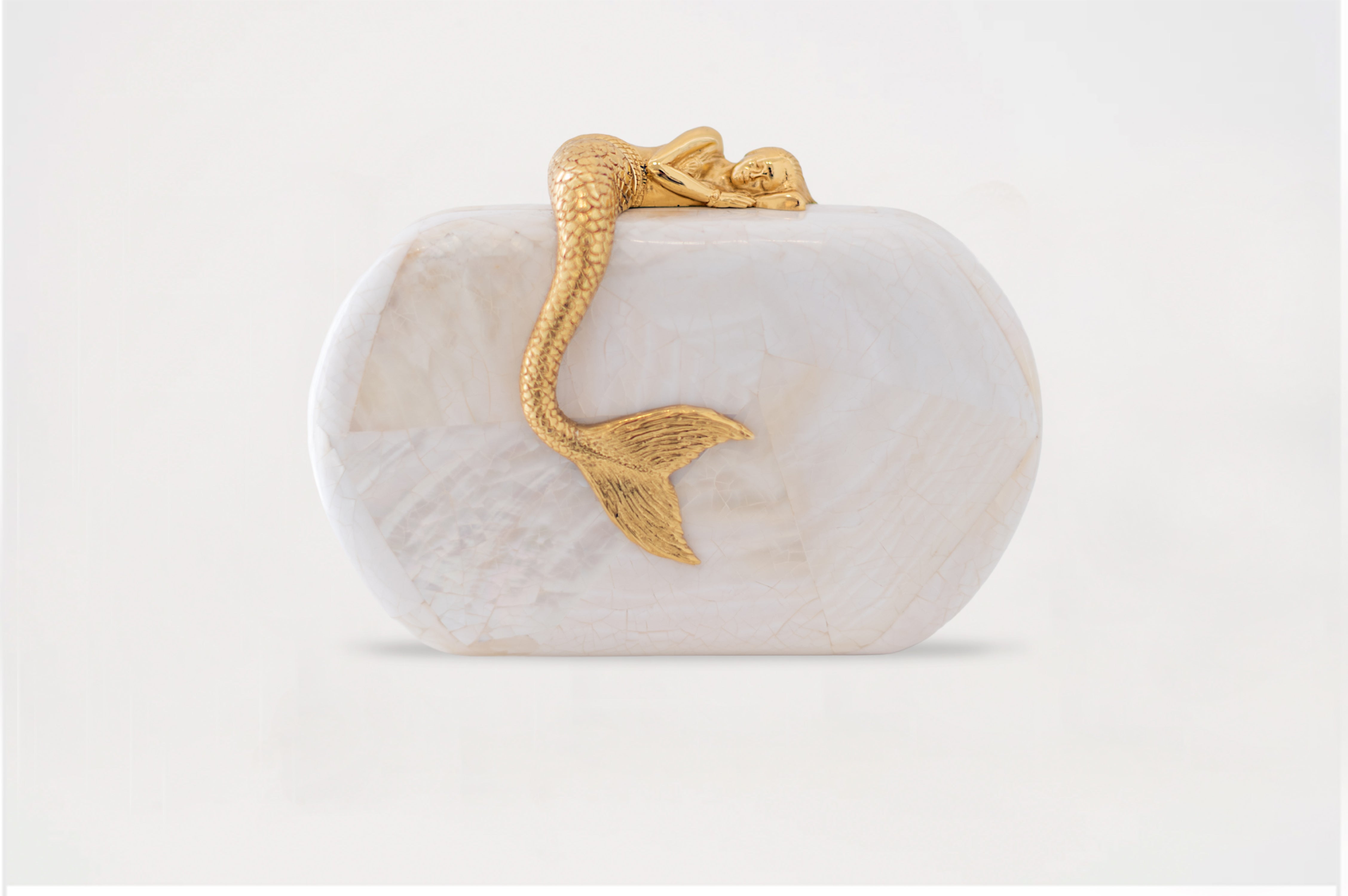 Siren Minaudiere in White Cabebe Shell – Neil Felipp