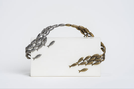 Oceania Minaudiere in White Parchment