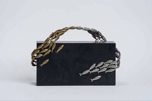 Oceania Minaudiere in Black Parchment