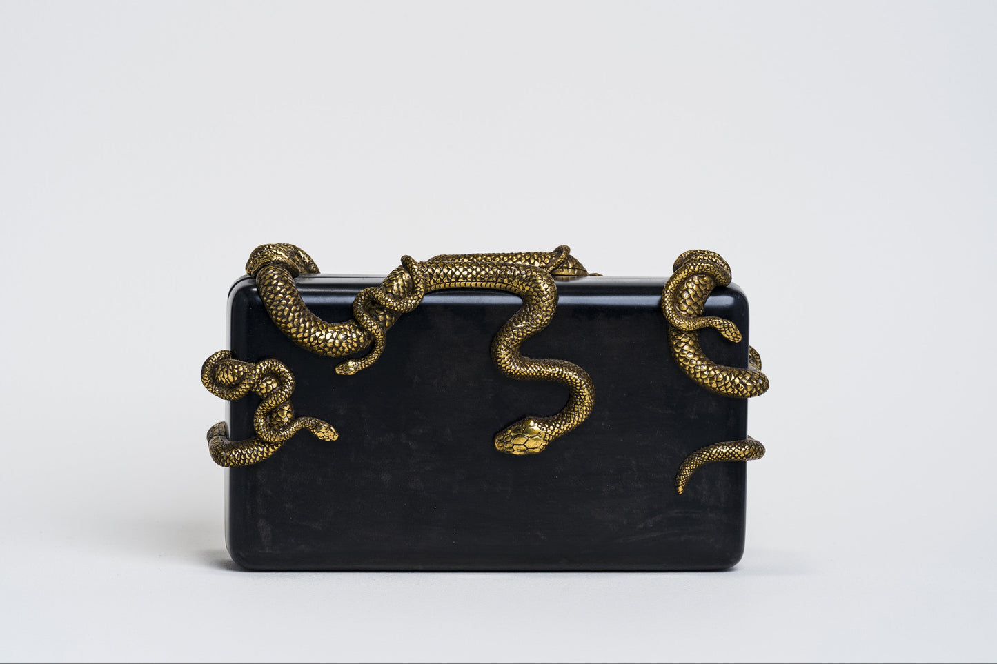 Medusa & Midas Minaudière in Black Parchment