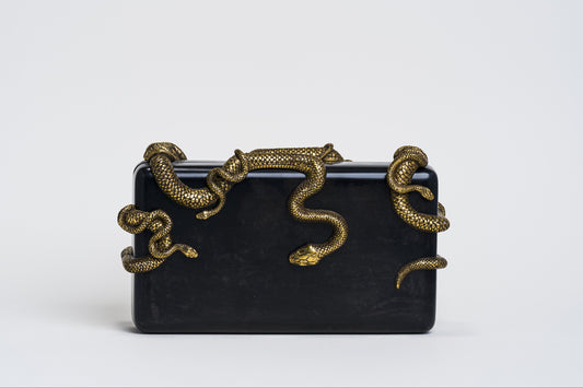 Medusa & Midas Minaudière in Black Parchment