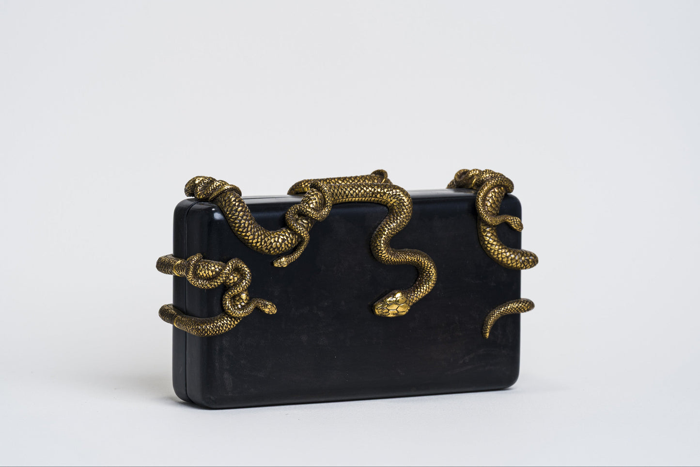 Medusa & Midas Minaudière in Black Parchment