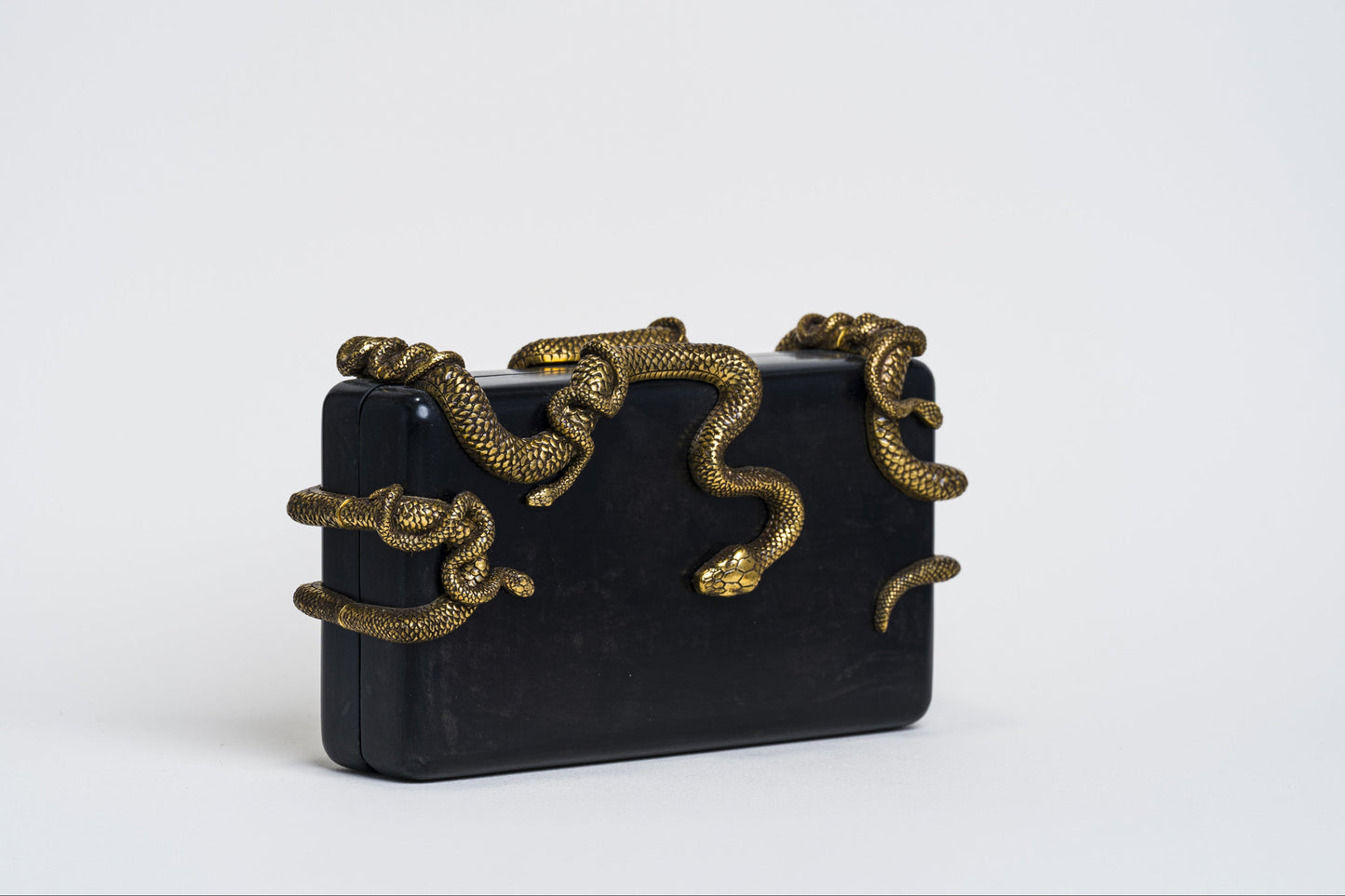 Medusa & Midas Minaudière in Black Parchment