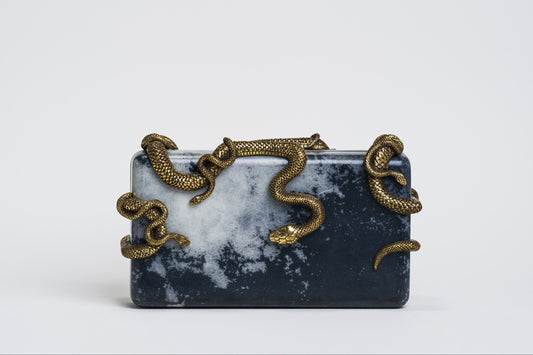 Medusa & Midas Minaudière in Gray Parchment