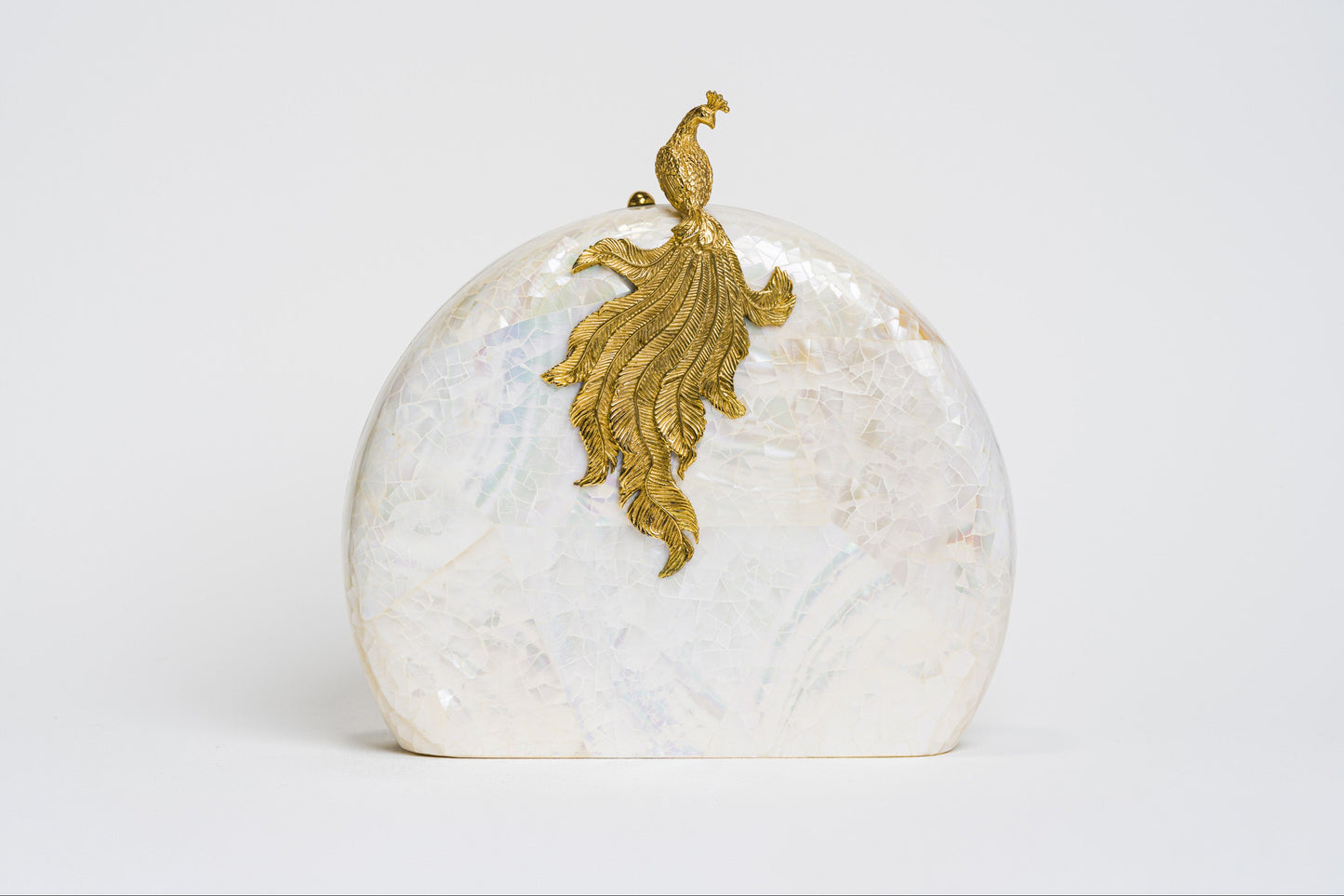 Phoenix Minaudiere in White Cabebe Shell