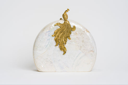 Phoenix Minaudiere in White Cabebe Shell
