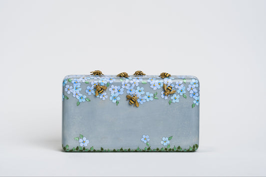 Sakura Minaudière in Blue Parchment