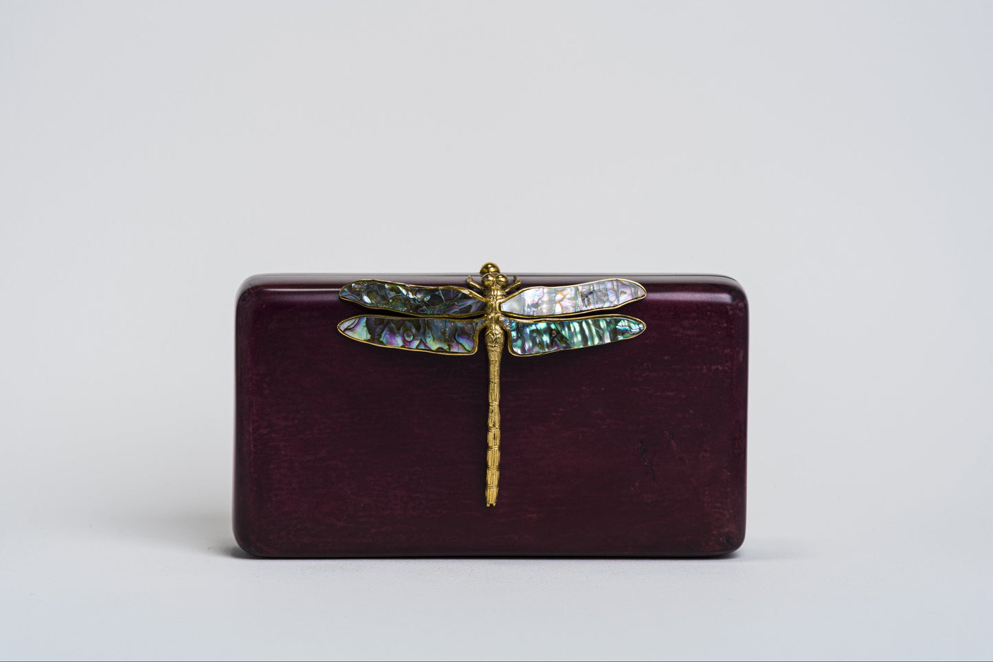 Dragonfly Minaudière in Purple Wine Parchment
