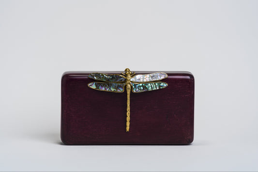 Dragonfly Minaudière in Purple Wine Parchment