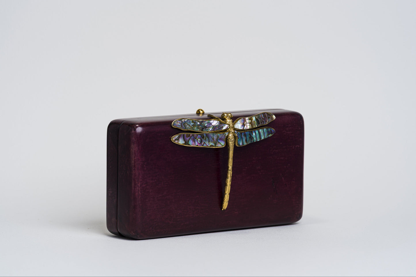 Dragonfly Minaudière in Purple Wine Parchment
