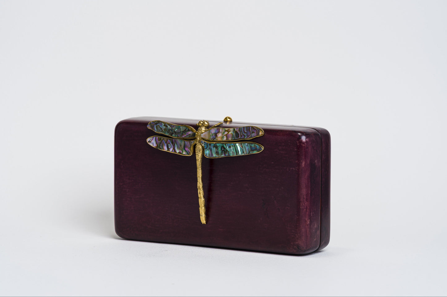 Dragonfly Minaudière in Purple Wine Parchment