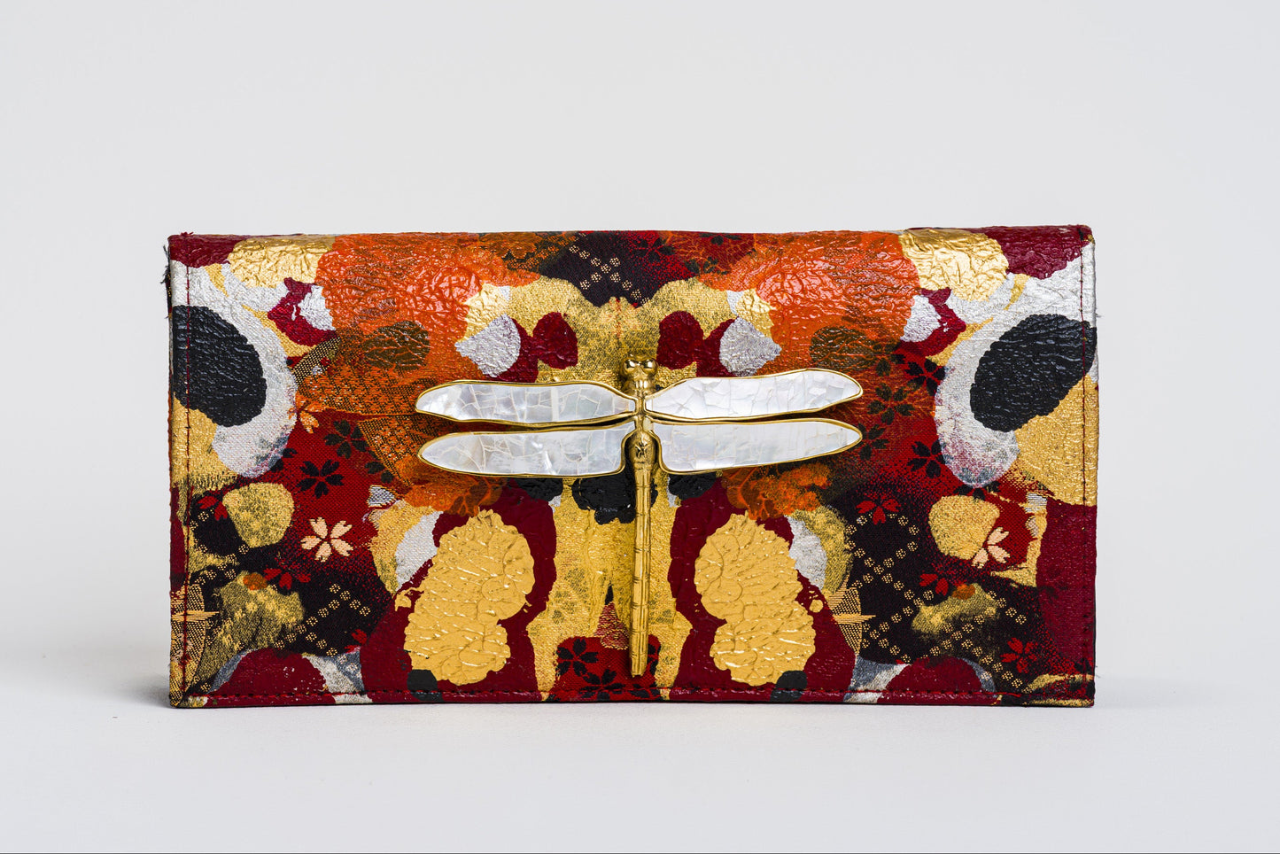Dragonfly Soft Clutch in Hand Painted Japanese Textile