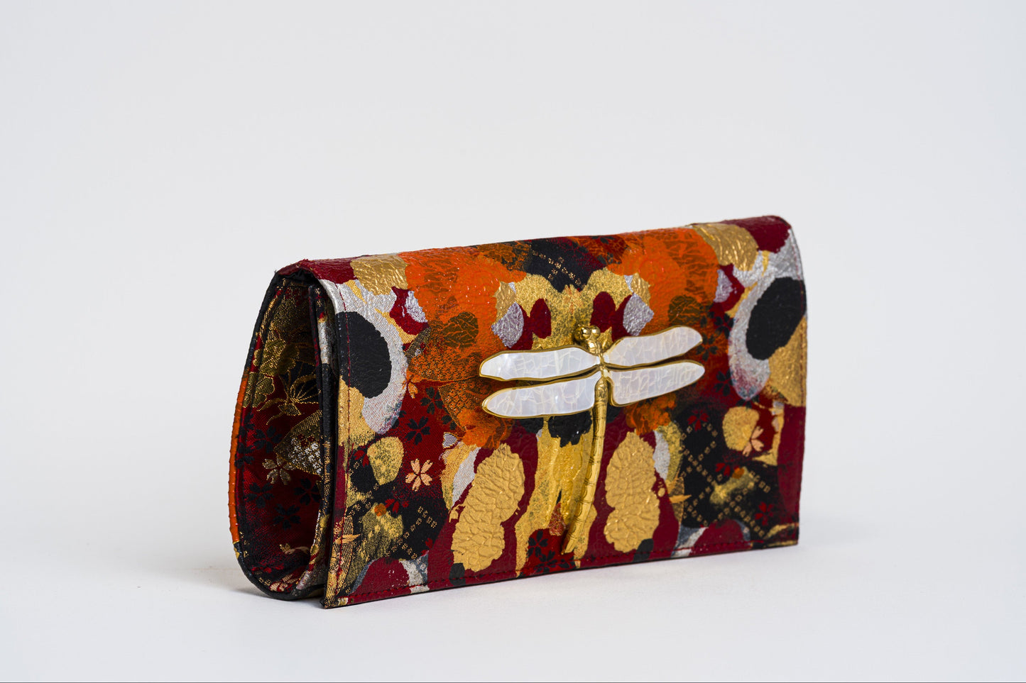 Dragonfly Soft Clutch in Hand Painted Japanese Textile