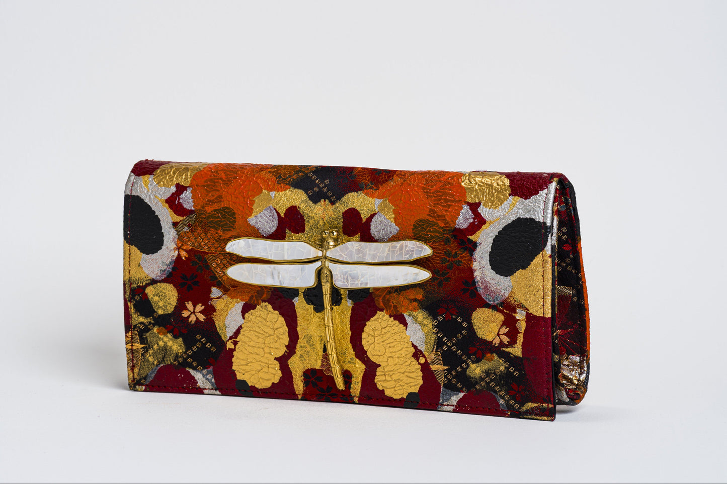 Dragonfly Soft Clutch in Hand Painted Japanese Textile