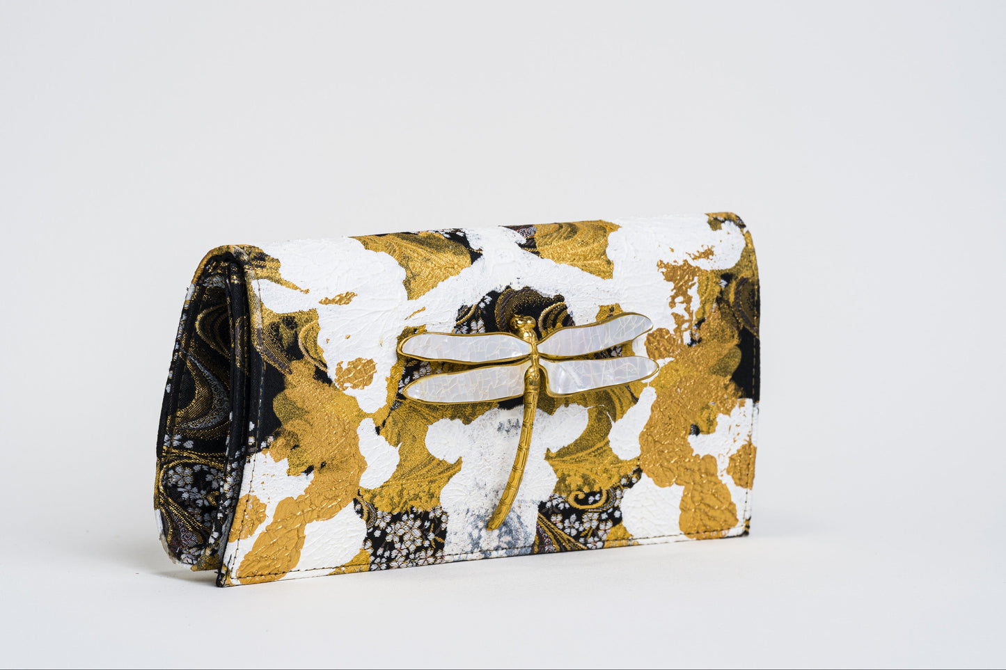 Dragonfly Soft Clutch in Hand Painted Japanese Textile