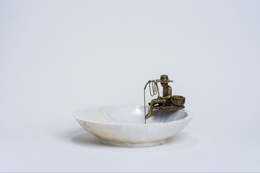Fisherman on Banca in White Cabebe Shell