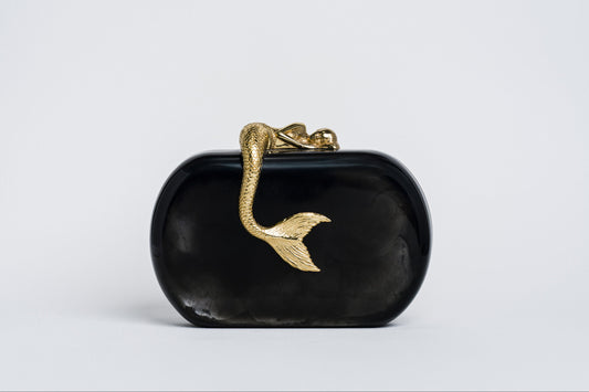 Siren Minaudiere in Black Capiz Shell