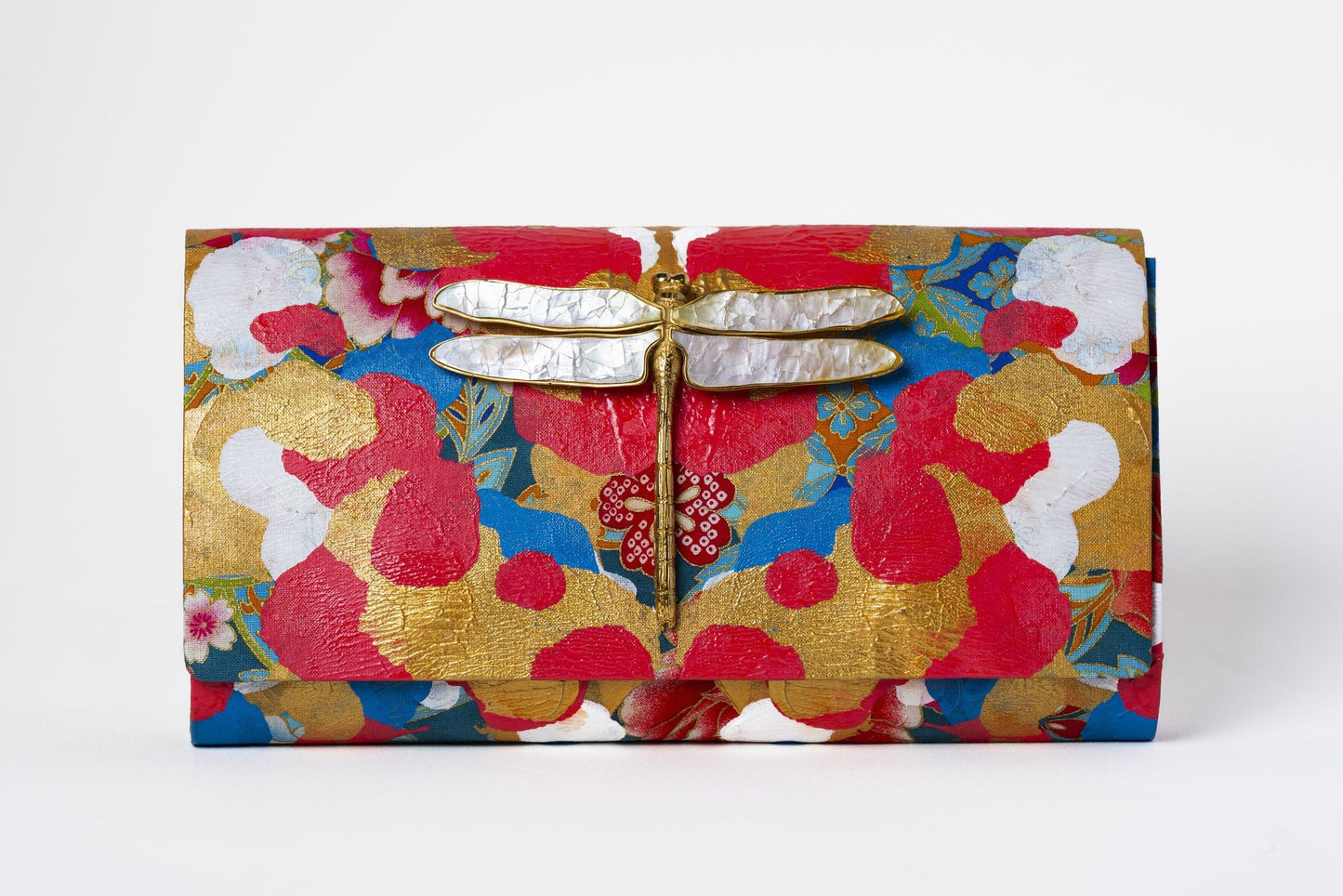 Dragonfly Soft Clutch in Hand Painted Japanese Textile