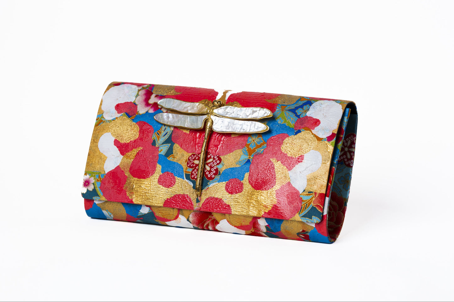 Dragonfly Soft Clutch in Hand Painted Japanese Textile