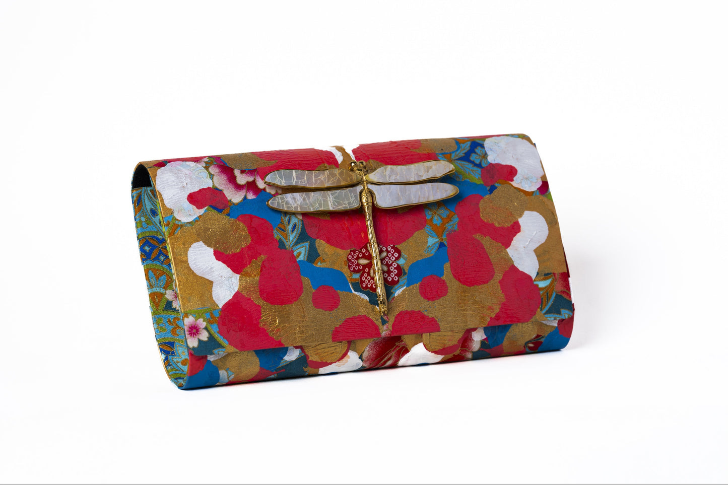 Dragonfly Soft Clutch in Hand Painted Japanese Textile