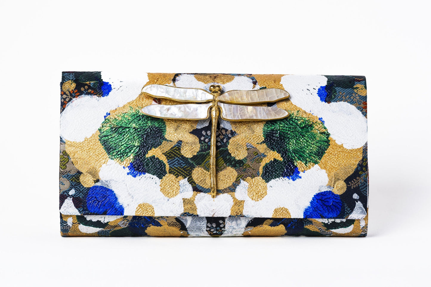 Dragonfly Soft Clutch in Hand Painted Japanese Textile