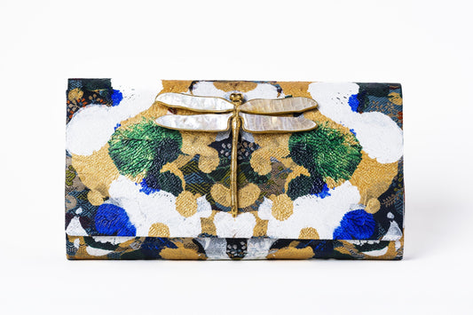 Dragonfly Soft Clutch in Hand Painted Japanese Textile