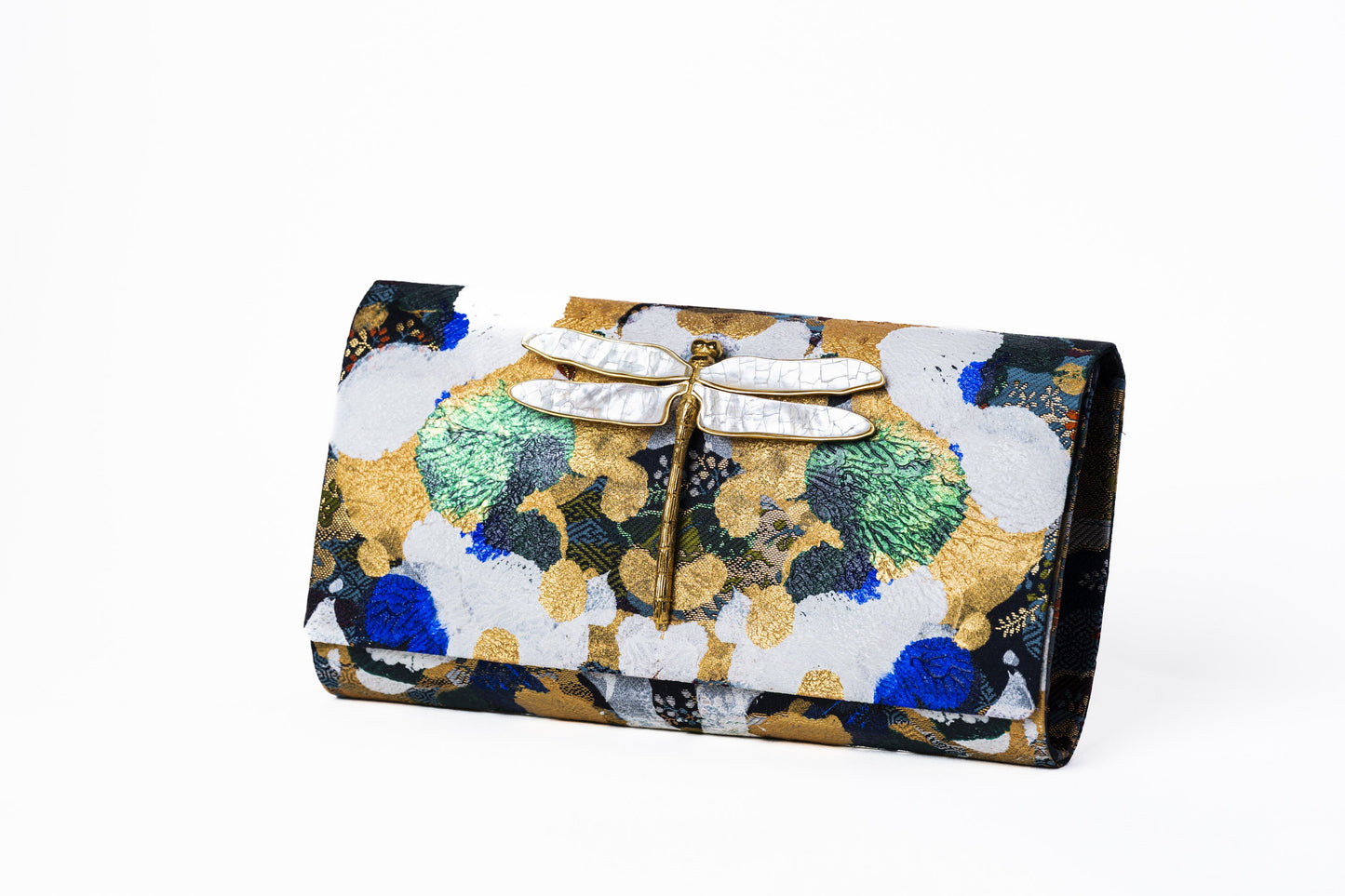 Dragonfly Soft Clutch in Hand Painted Japanese Textile