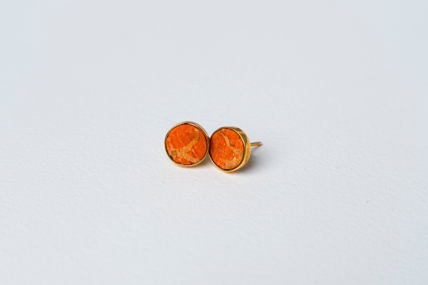 Red Coral Stud Earrings