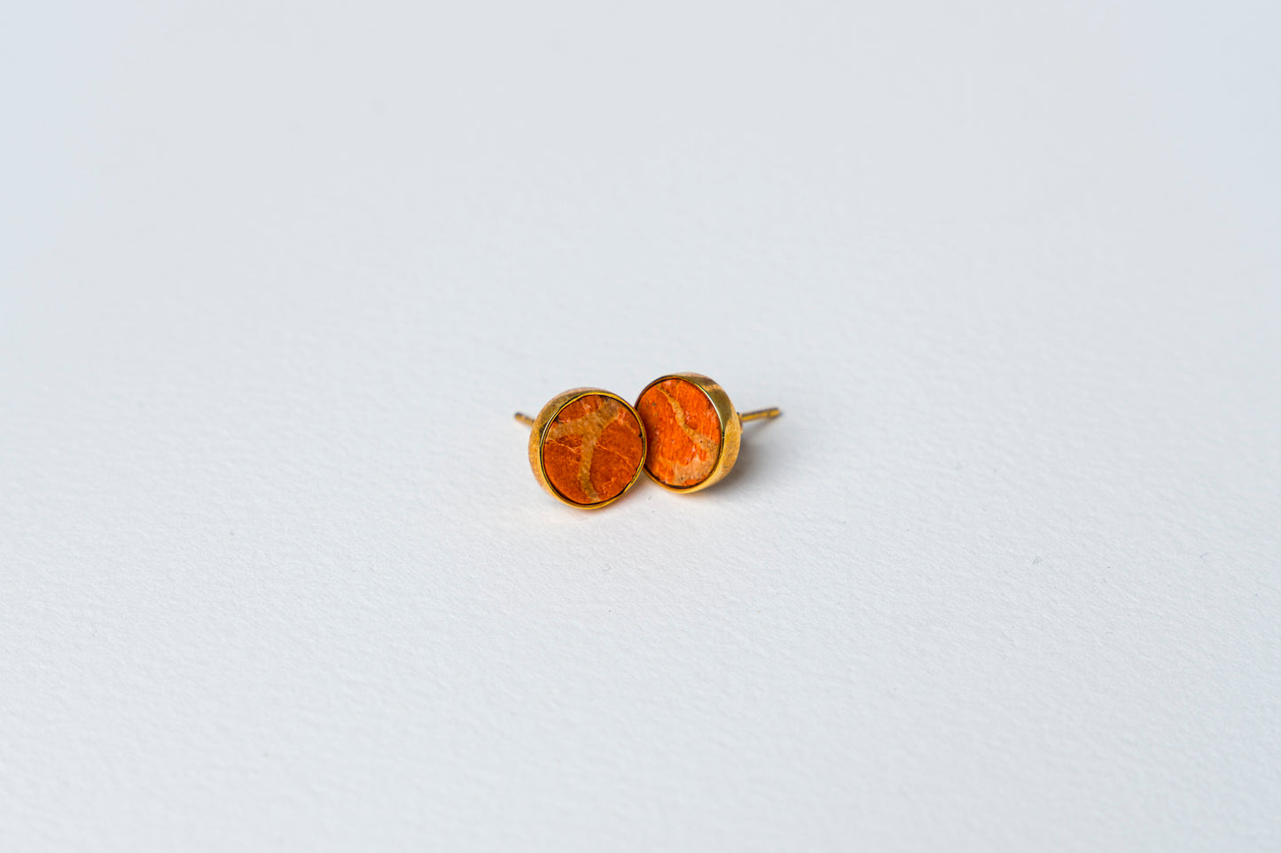 Red Coral Stud Earrings